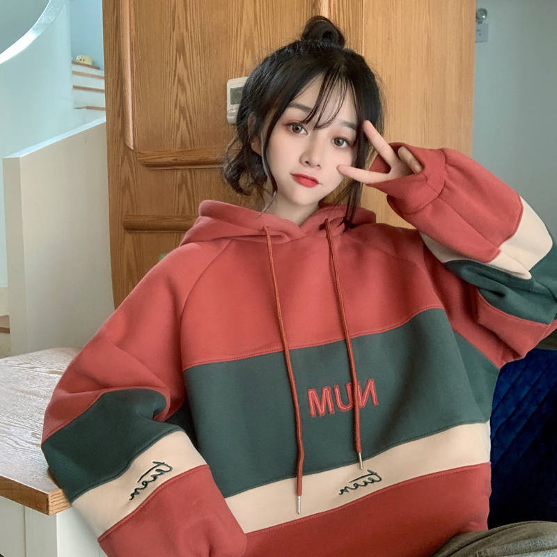 Lazy top student hooded autumn and winter coat