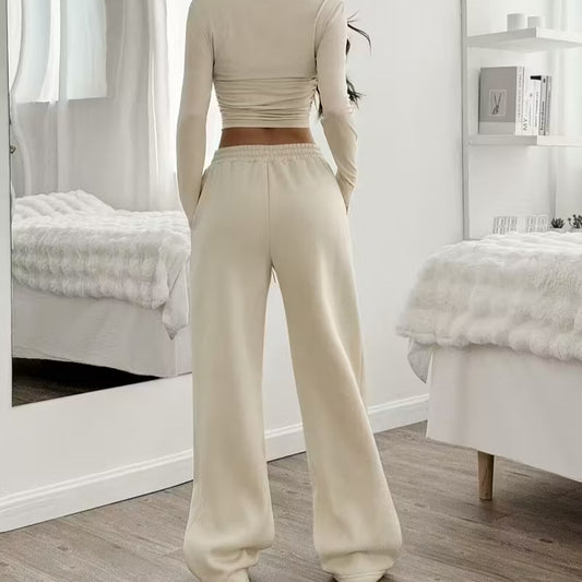 European And American Women's New Long Sleeve Solid Color Vest Pants Suit