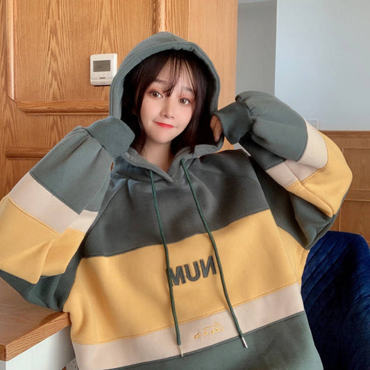 Lazy top student hooded autumn and winter coat