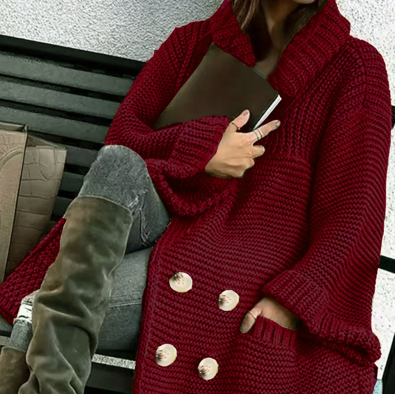 Elegant Polo Collar Plus Size Women's Coat