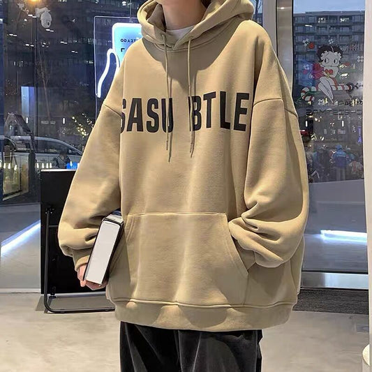 American Hooded Sweater Men's Plus Velvet Autumn And Winter Type Loose