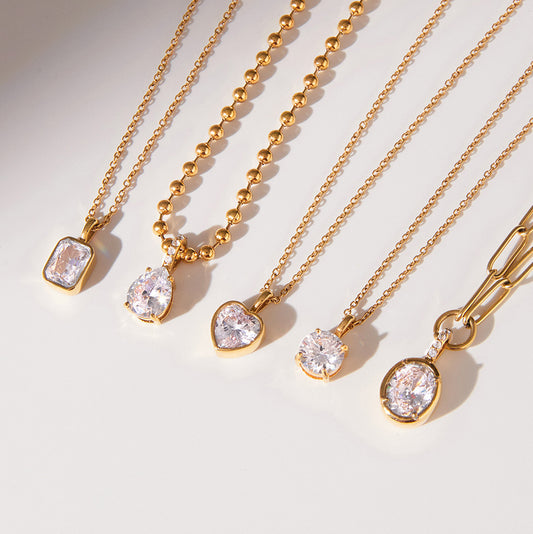 18K Titanium Steel Zircon Necklace Light Clavicle Chain